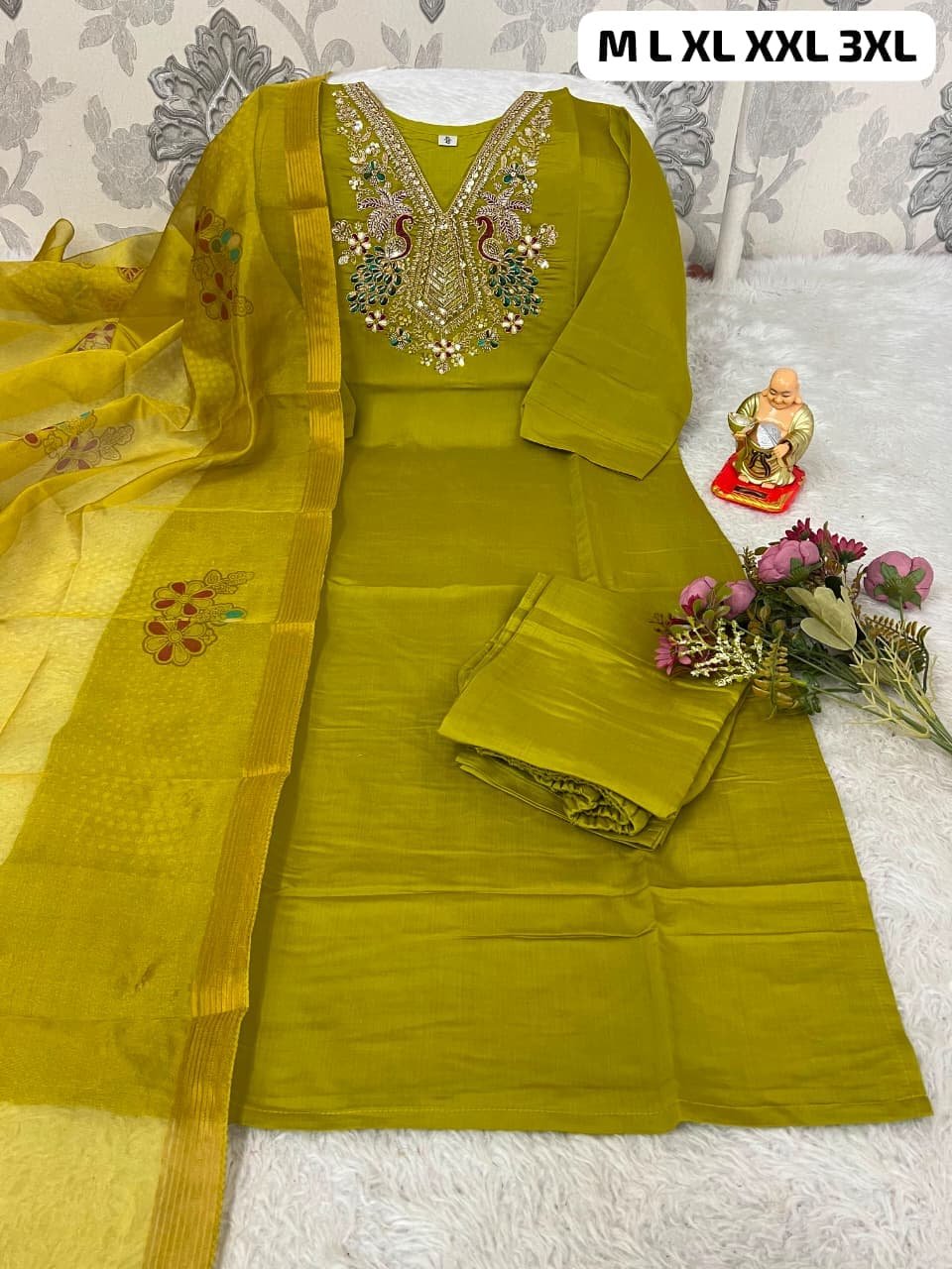 Upgrade your festive wardrobe with our premium, highly demanded 3-piece ethnic suit set. Perfect for Haldi, Mehendi, or upcoming family gatherings! - Image 5