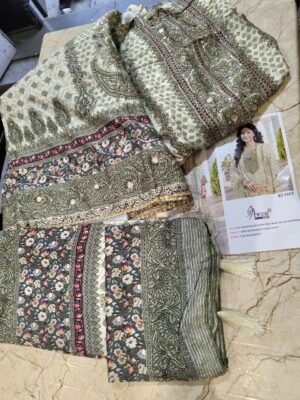 Alternative view of Top pure maslin digital print with aari & handwork 