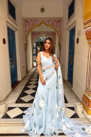 Ruffle Glam Georgette Lehenga Saree New Designer Launch