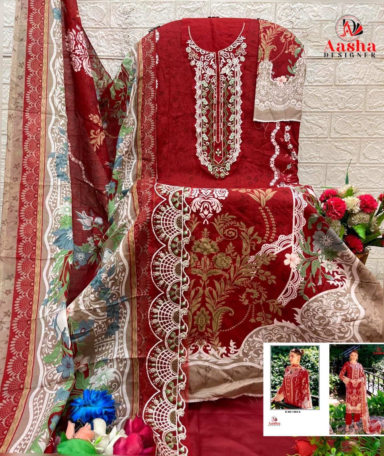 pure cotton print with exclusive patch embroidery( 2 PATCH) - Image 2