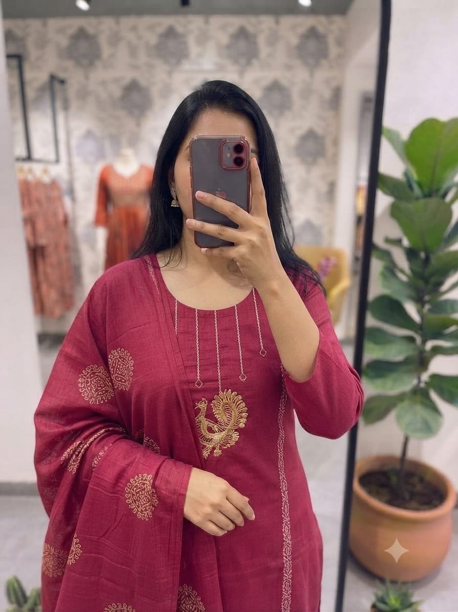 Launching New Designers Kurti With Pant With Dupatta Set - Image 2