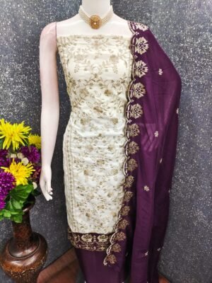 Alternative view of VICHITRA SILK WITH MULTI ALLOVER  WORK