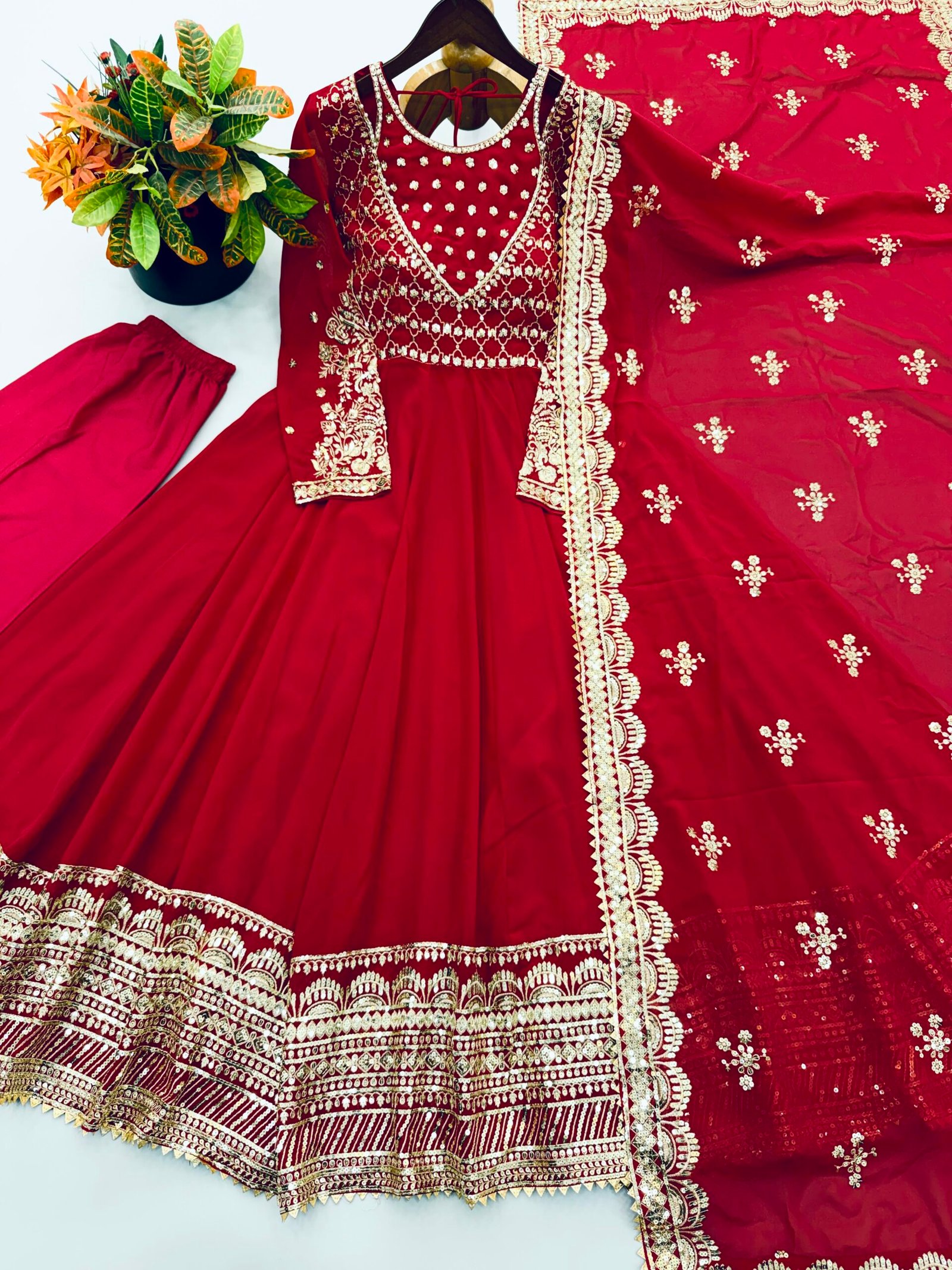 Exclusive Trending Designer Gown with Heavy sequence embroidery work Dupatta - Image 4