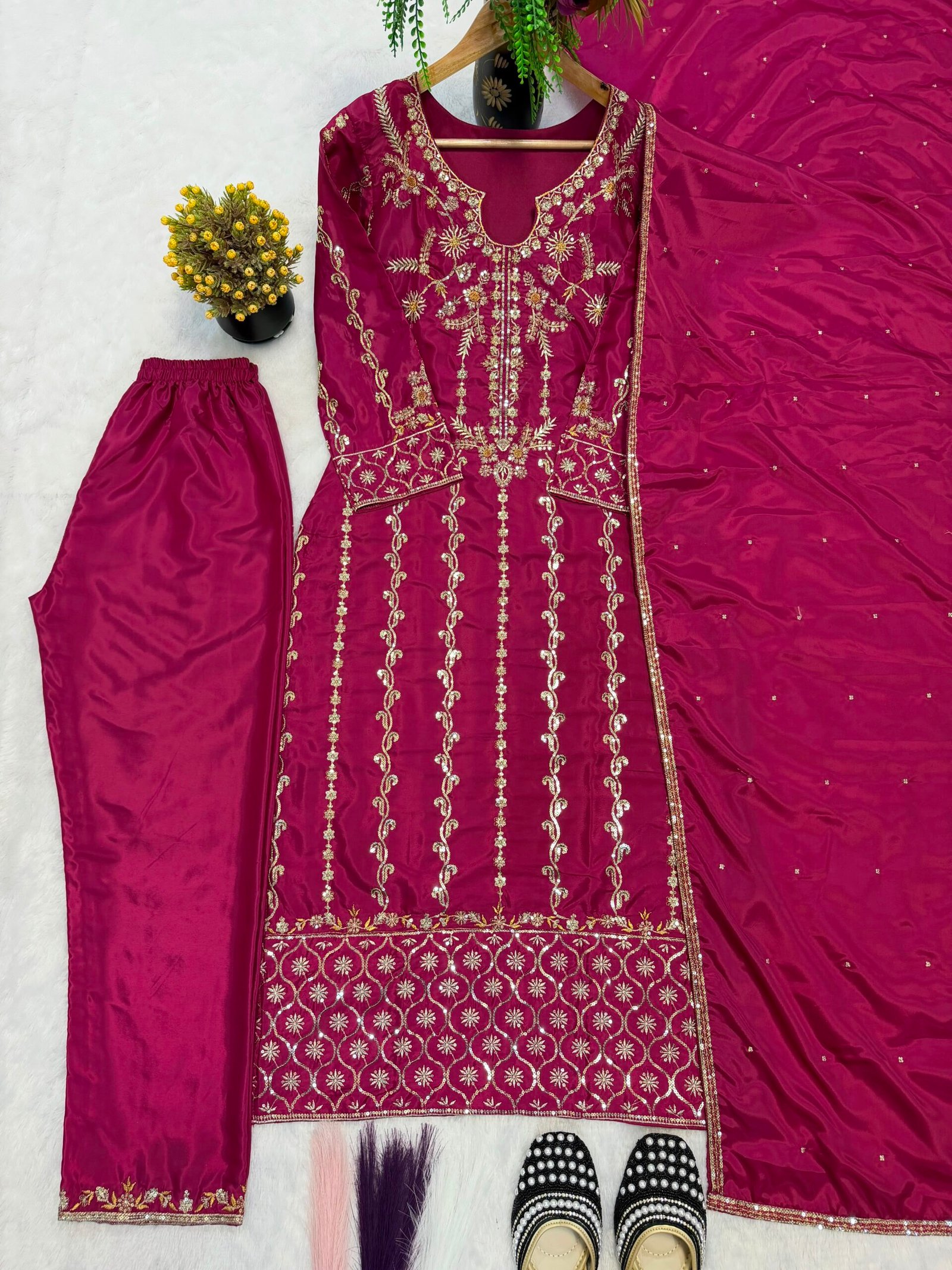 ENHANCE THE BEAUTY OF YOUR WARDROBE WITH THIS NEWLY LAUNCHED KURTI & FARSHI PLAZZO SET - Image 2