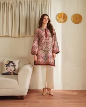 Step into effortless style with 2-piece digital printed co-ord set crafted from premium maslin  fabric. The chic digital shirt paired with a matching farshi shalwar offers a modern yet graceful look, perfect for casual outings or semi-formal gatherings.