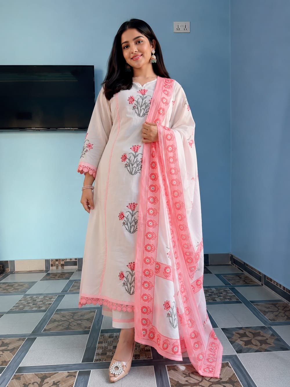 New Arrivals Special Hand Block Print Cotton Ghera 3 piece Set collection is Arrived