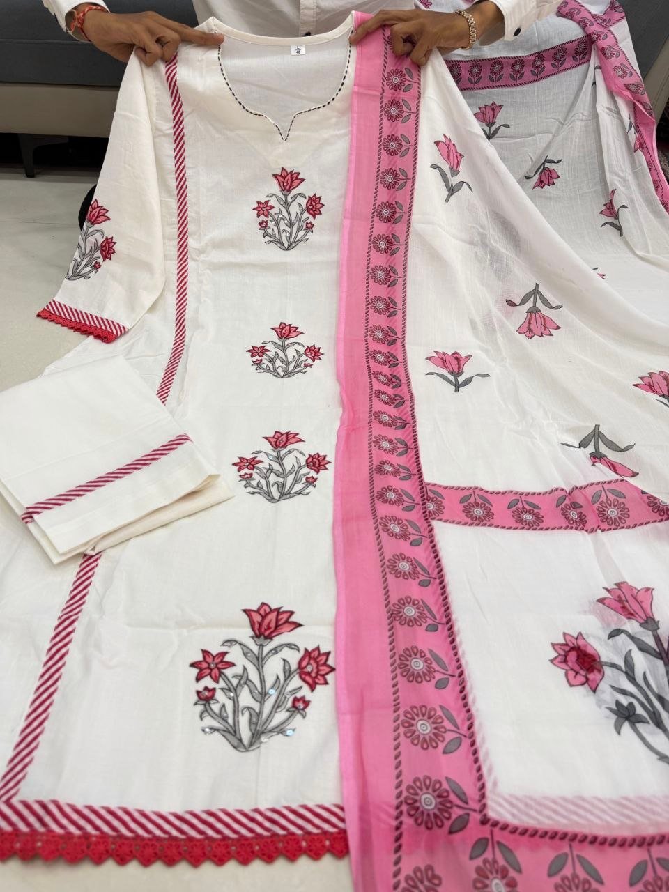 New Arrivals Special Hand Block Print Cotton Ghera 3 piece Set collection is Arrived - Image 2