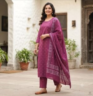 Alternative view of New Arrivals Special Hand Block Print Cotton Ghera 3 piece Set collection is Arrived