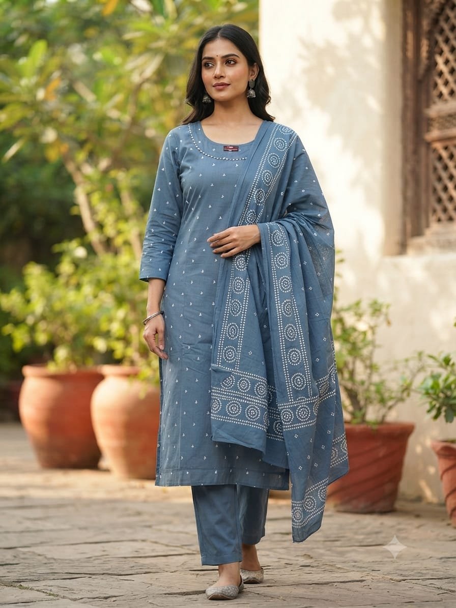 New Arrivals Special Hand Block Print Cotton Ghera 3 piece Set collection is Arrived