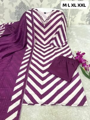 Alternative view of Morgan Sequence Silk Digital Print Kurti With Pant With Dupatta 