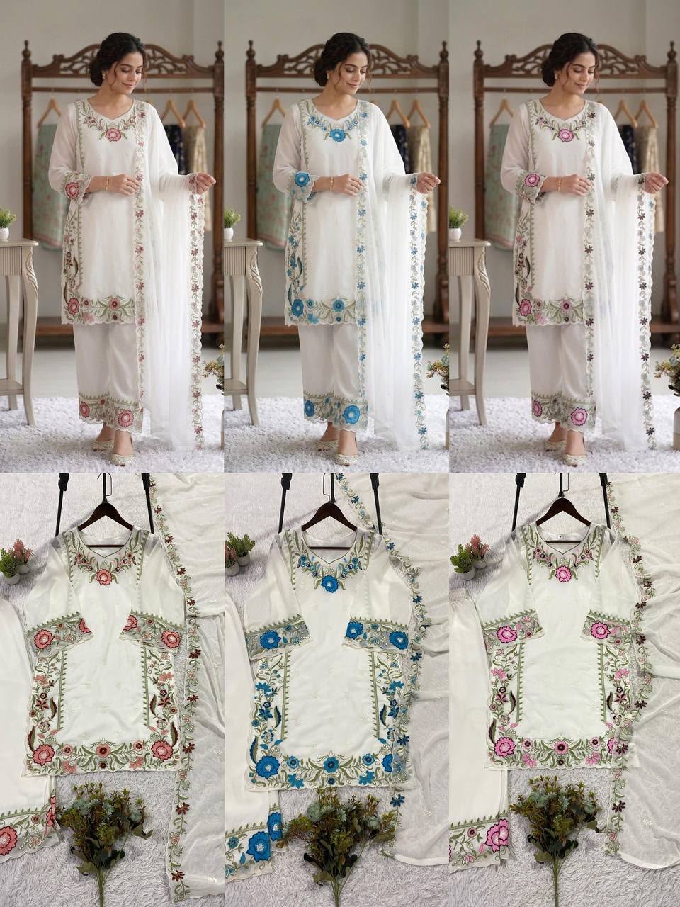 THIS SESSION WEAR OUR BEAUTIFUL EMBROIDERED TOP , PLAZZO WITH DUPATTA IN 3 BEAUTIFUL COLOURS - Image 7