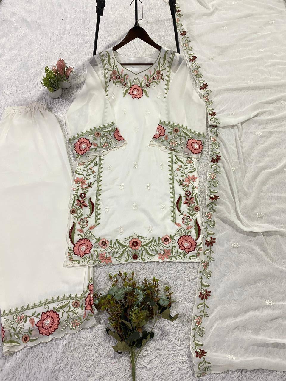 THIS SESSION WEAR OUR BEAUTIFUL EMBROIDERED TOP , PLAZZO WITH DUPATTA IN 3 BEAUTIFUL COLOURS - Image 6