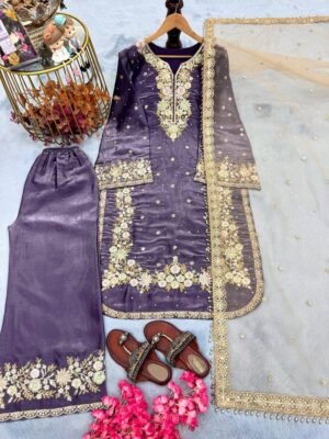 Alternative view of Pur Jimmy  With Heavy Embroidery 5 mm Sequence Work With Diamond & Moti Hand Work With Fancy Sleeves  Top Inner   :Micro CottonC