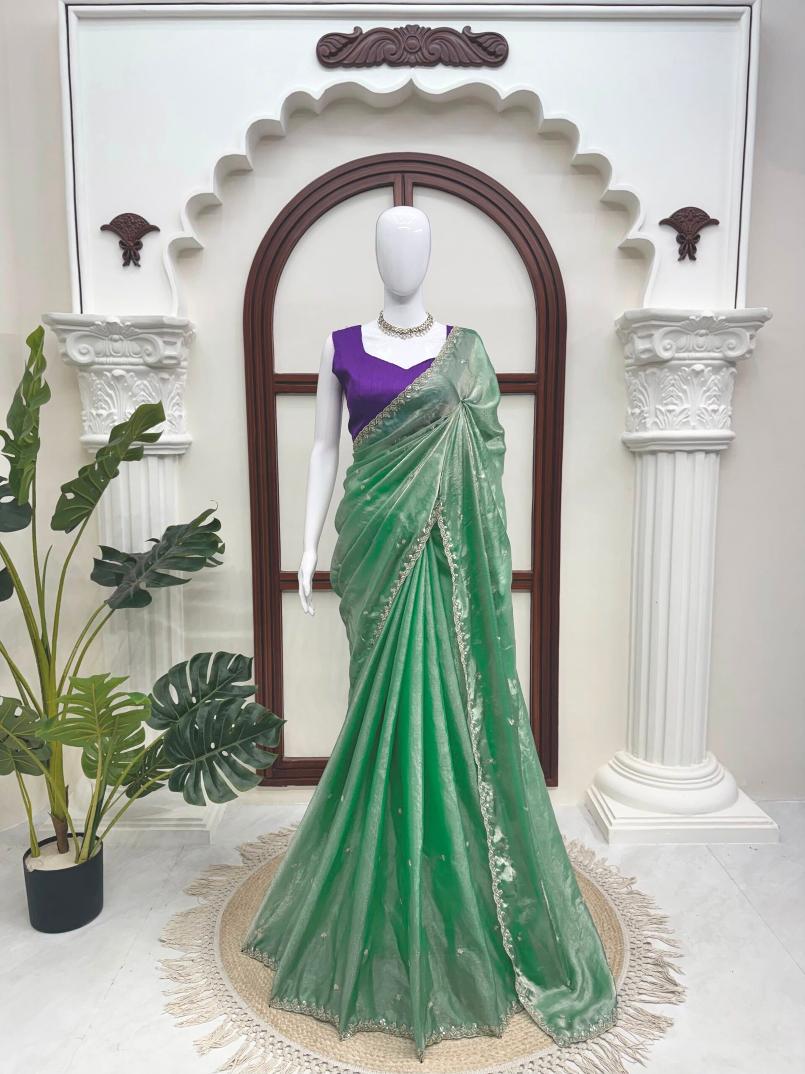Fall in love with this stunning saree in an eye-catching shade, crafted with finesse and rich detailing. A perfect blend of grace and glam! - Image 2