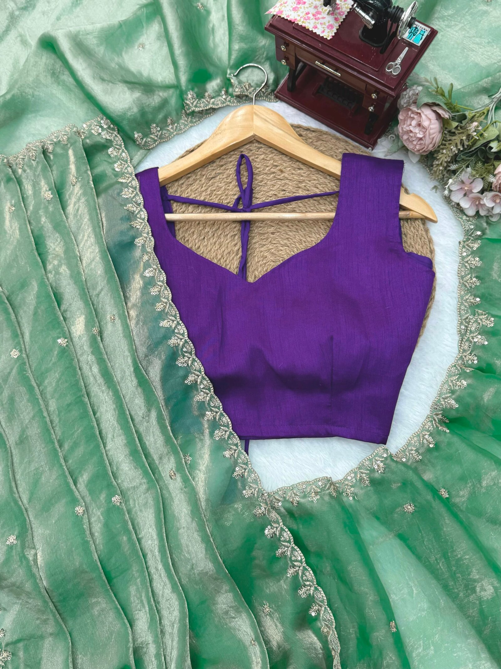 Fall in love with this stunning saree in an eye-catching shade, crafted with finesse and rich detailing. A perfect blend of grace and glam! - Image 3