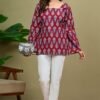 Product Title: Fuchsia Floral Lace-Up Kurti Overview