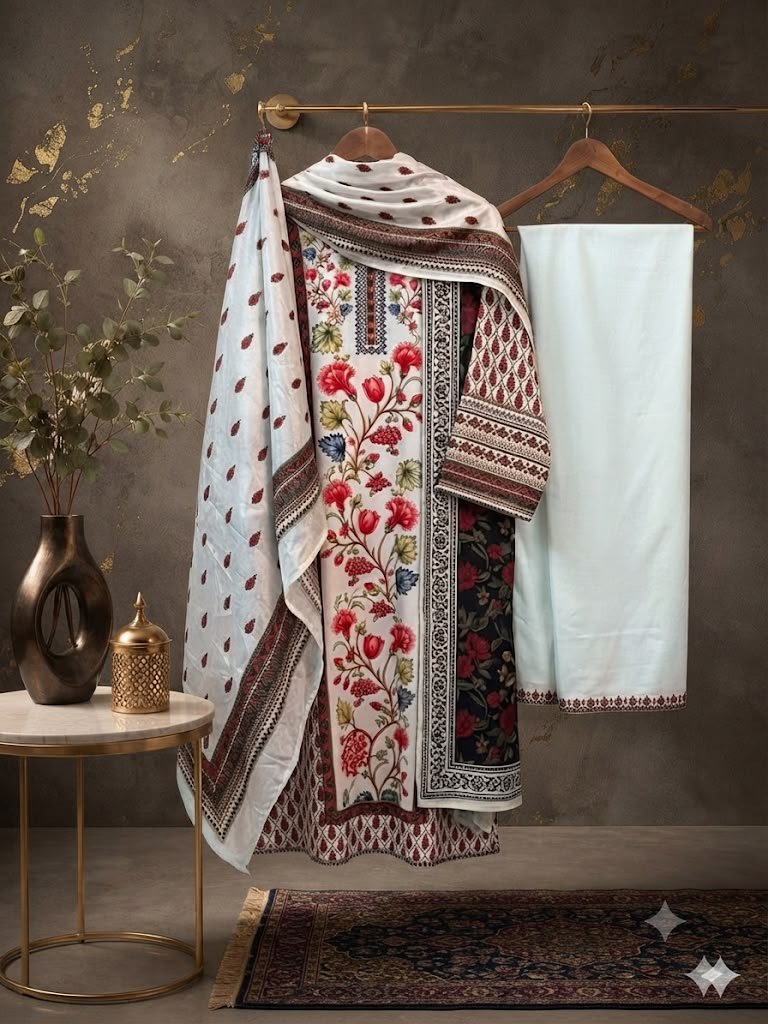 EXQUISITE BEAUTIFUL long turkish CO-ORDS WITH PRINTED SILK CRAPE DUPATTA - Image 2