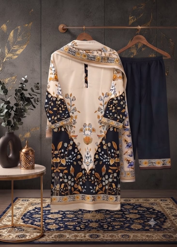EXQUISITE BEAUTIFUL long turkish CO-ORDS WITH PRINTED SILK CRAPE DUPATTA