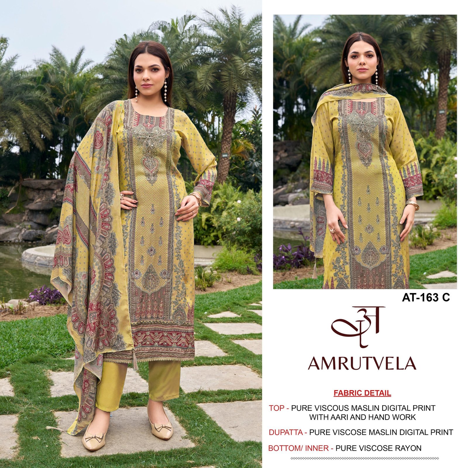 Top Pure viscous Maslin digital print with aari and hand work - Image 5