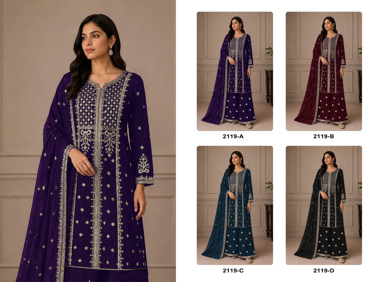 Fox Georgette with Heavy Embroidered 3mm Sequence & Coding Work - Image 9
