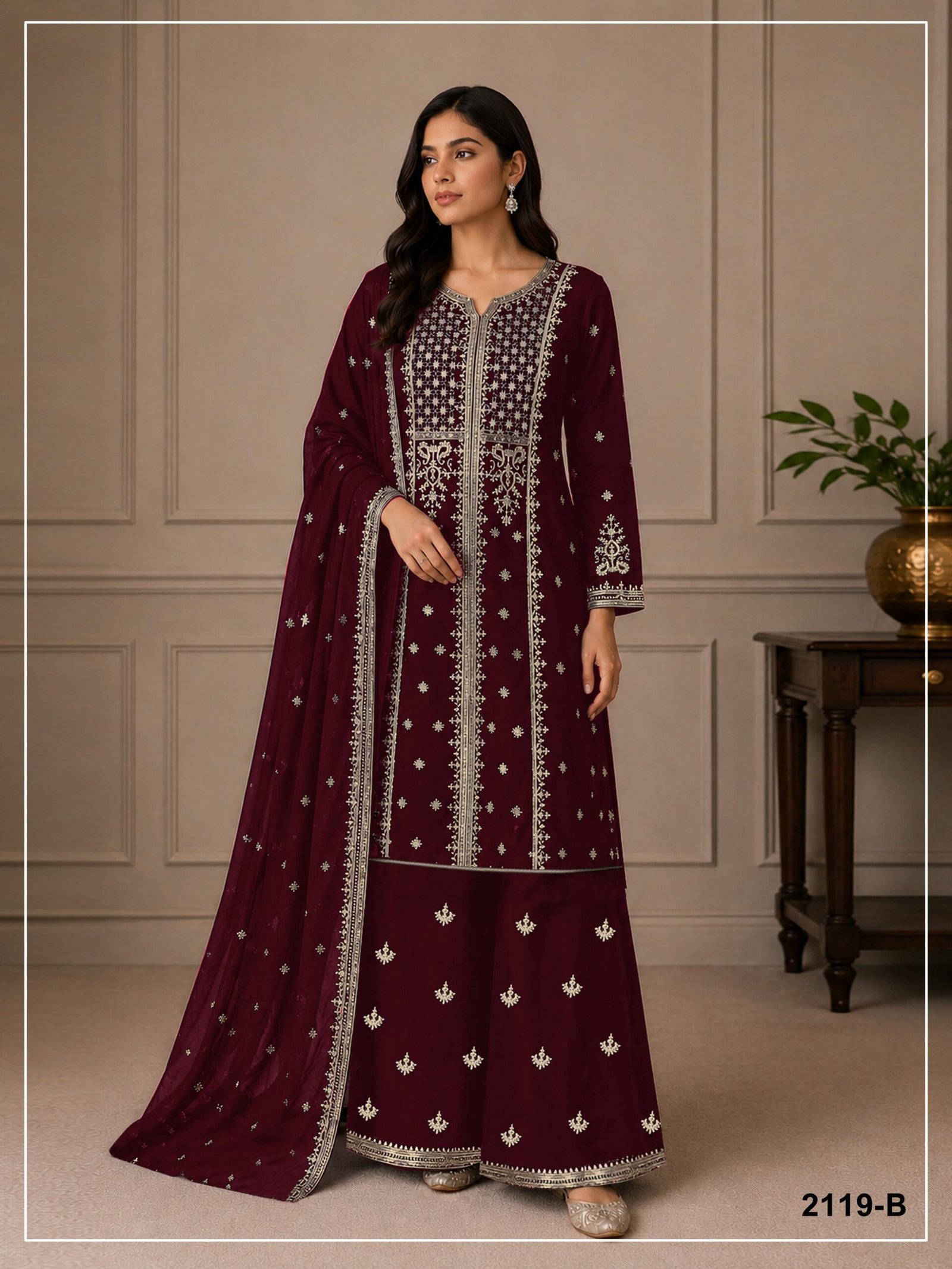 Fox Georgette with Heavy Embroidered 3mm Sequence & Coding Work - Image 5