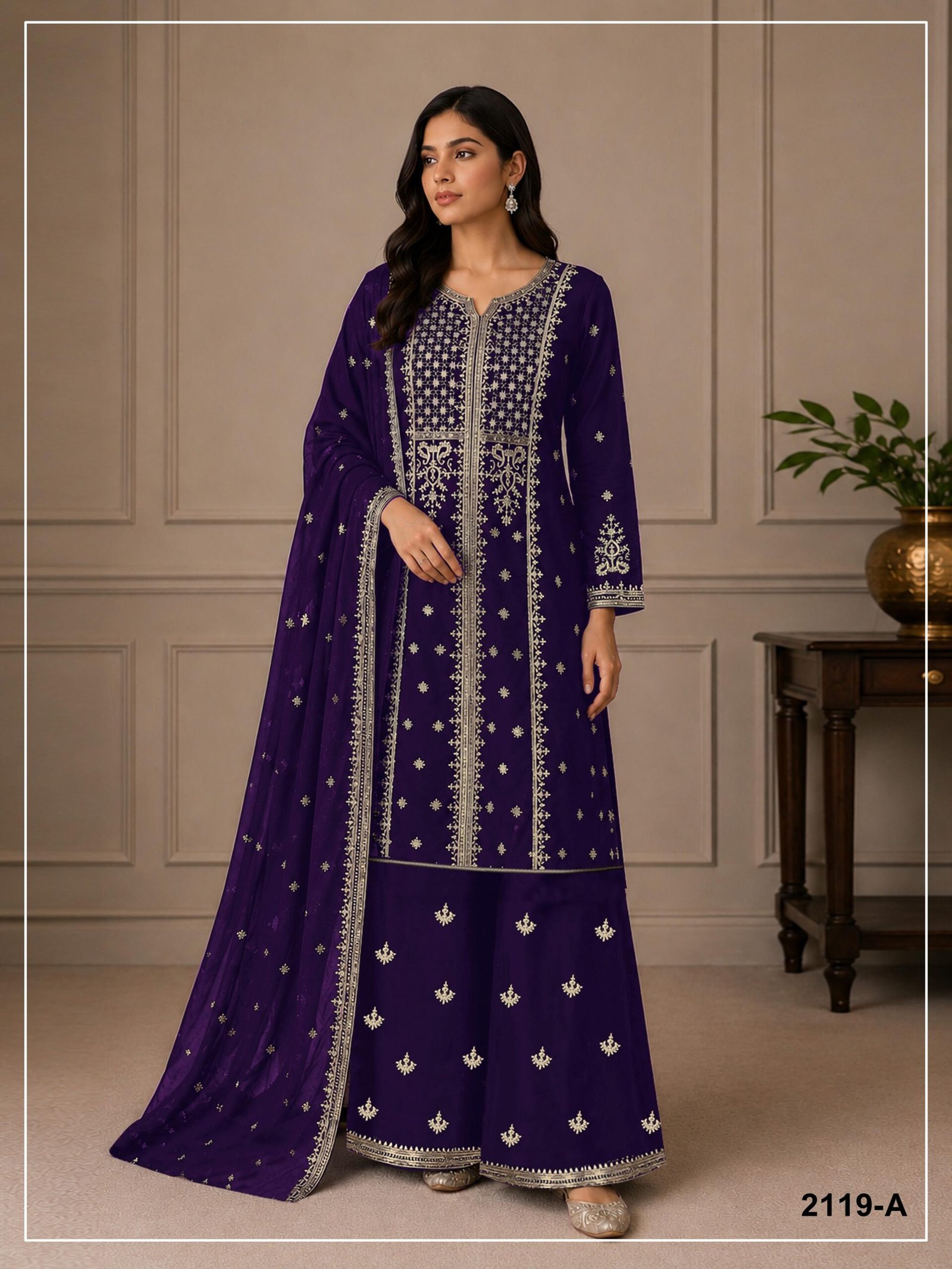 Fox Georgette with Heavy Embroidered 3mm Sequence & Coding Work - Image 7