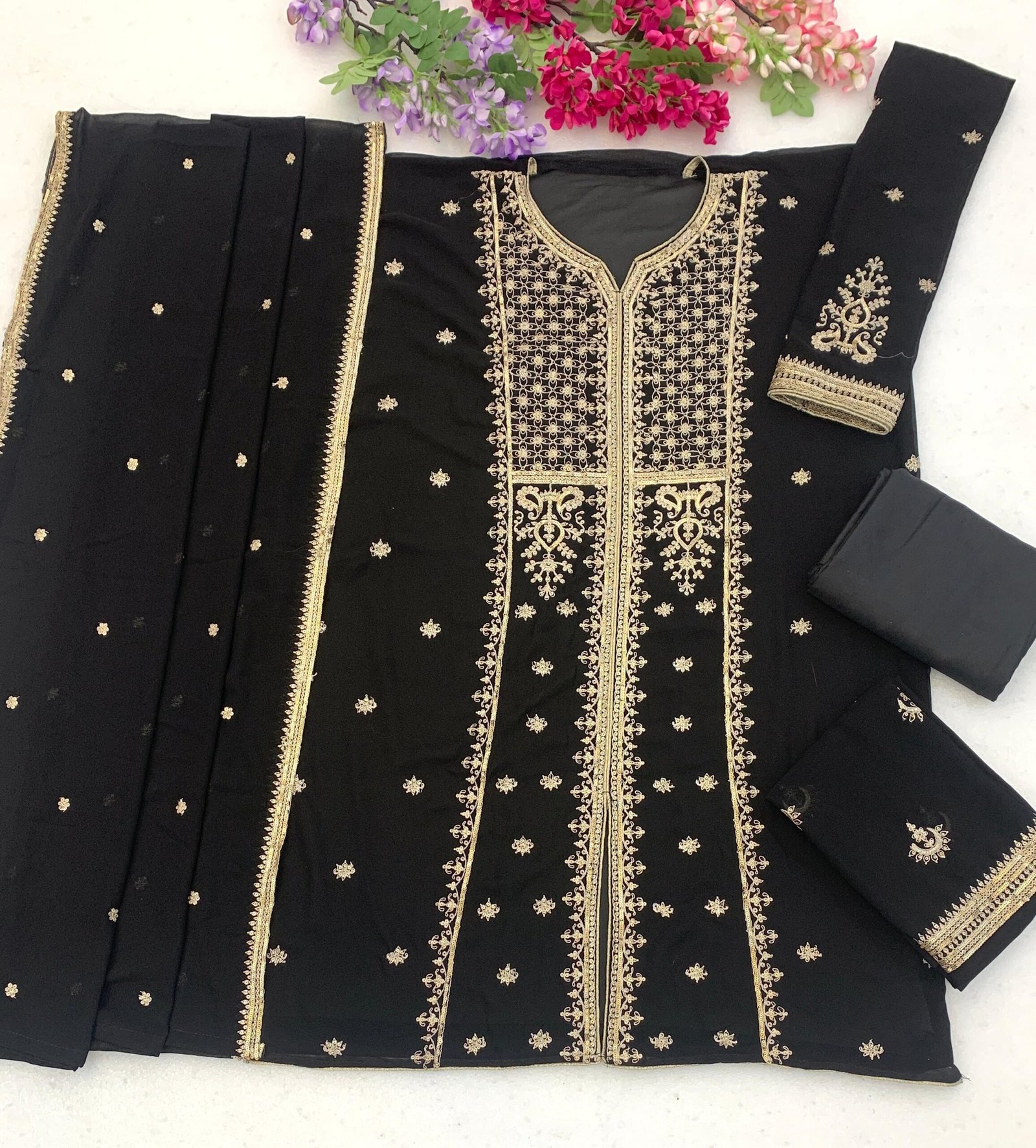 Fox Georgette with Heavy Embroidered 3mm Sequence & Coding Work - Image 2