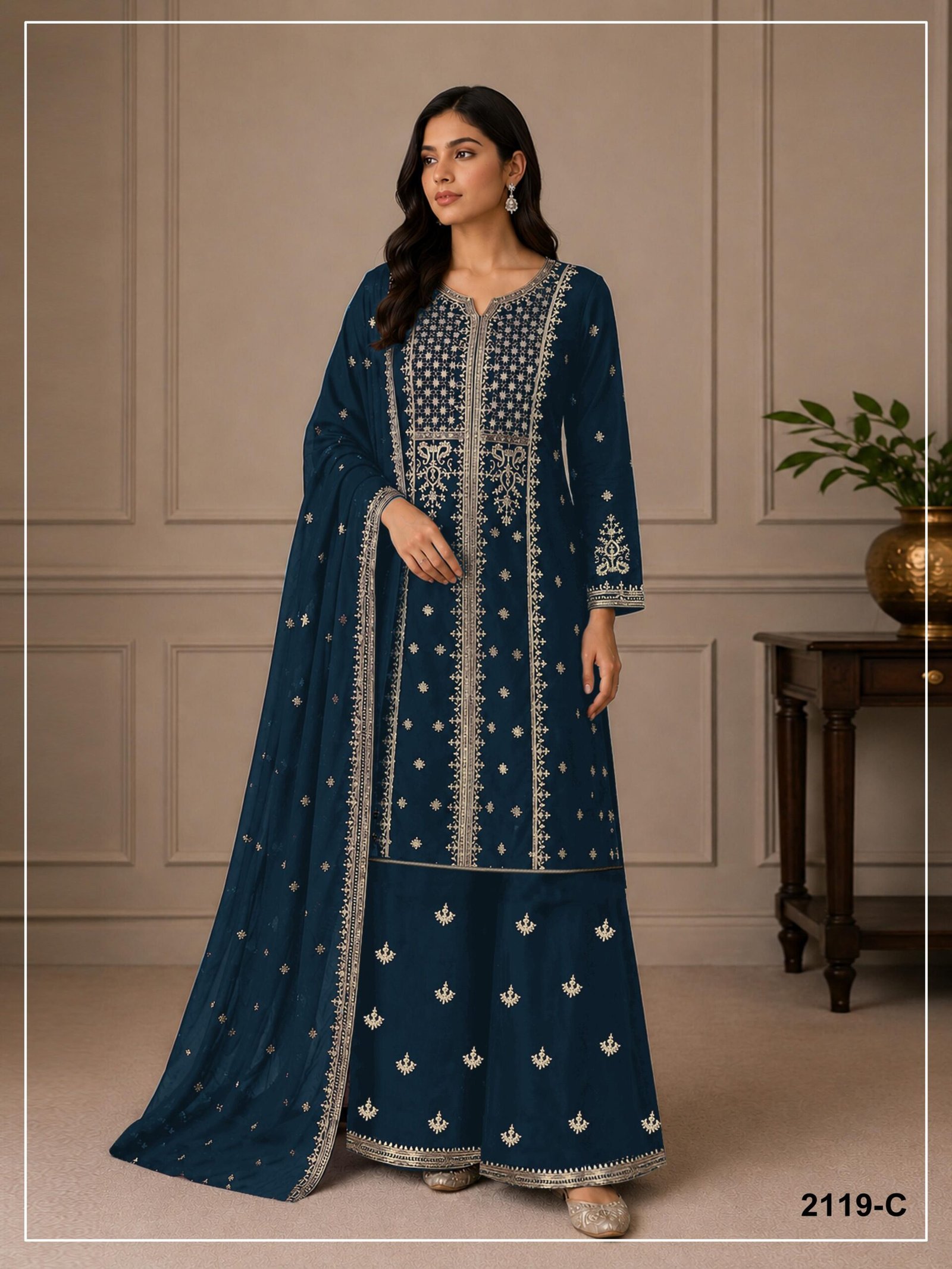 Fox Georgette with Heavy Embroidered 3mm Sequence & Coding Work - Image 3