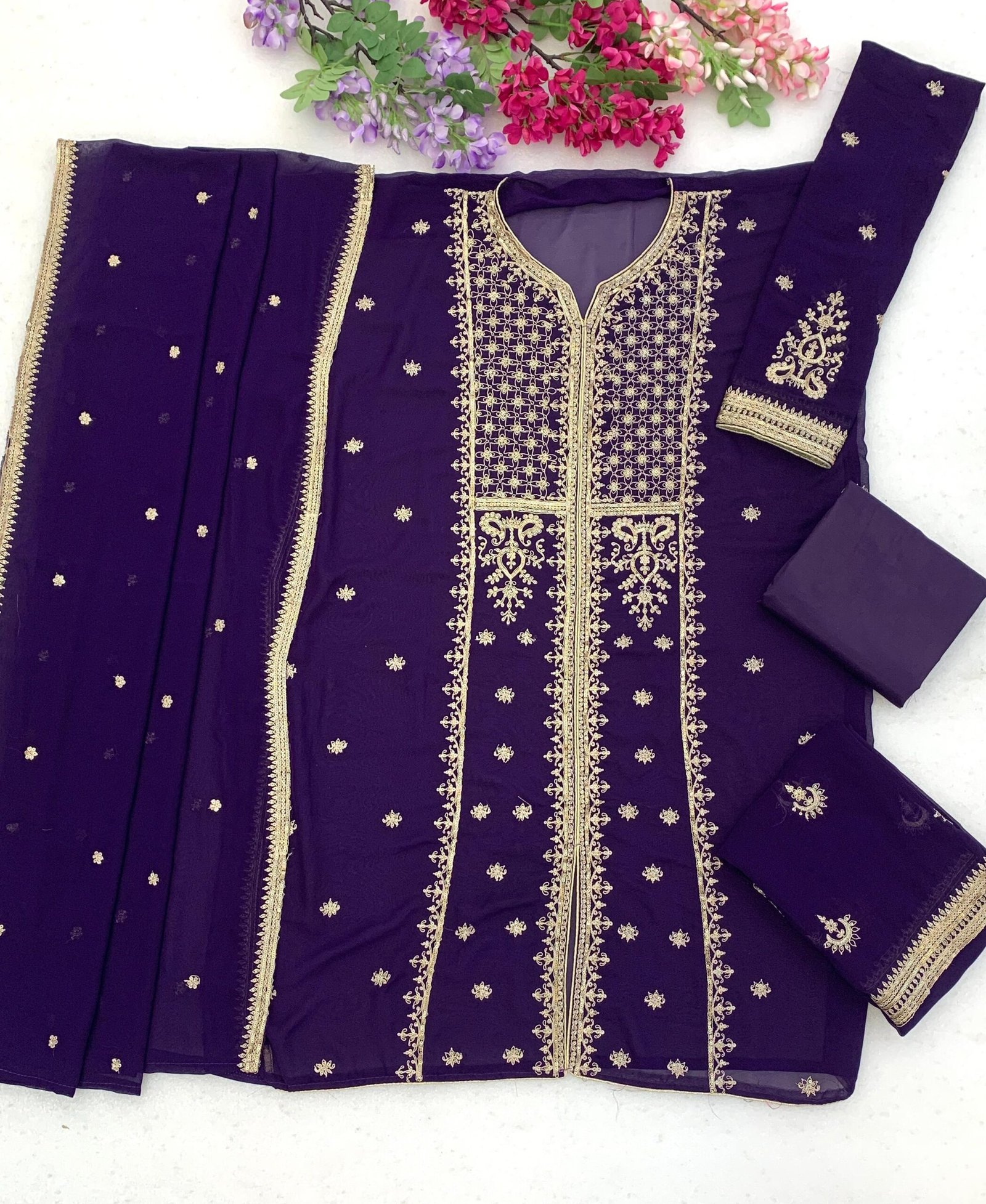 Fox Georgette with Heavy Embroidered 3mm Sequence & Coding Work - Image 8