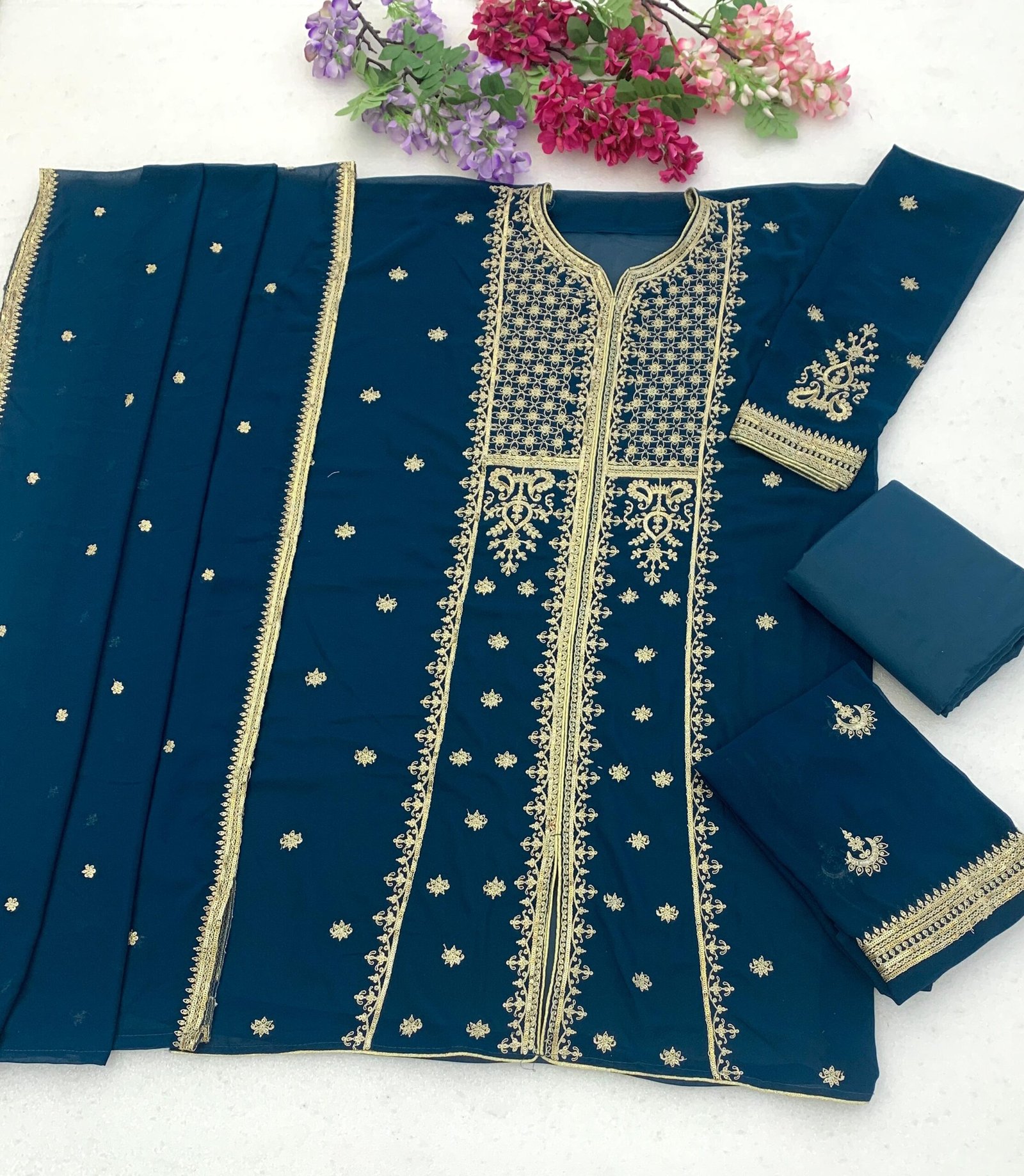 Fox Georgette with Heavy Embroidered 3mm Sequence & Coding Work - Image 4