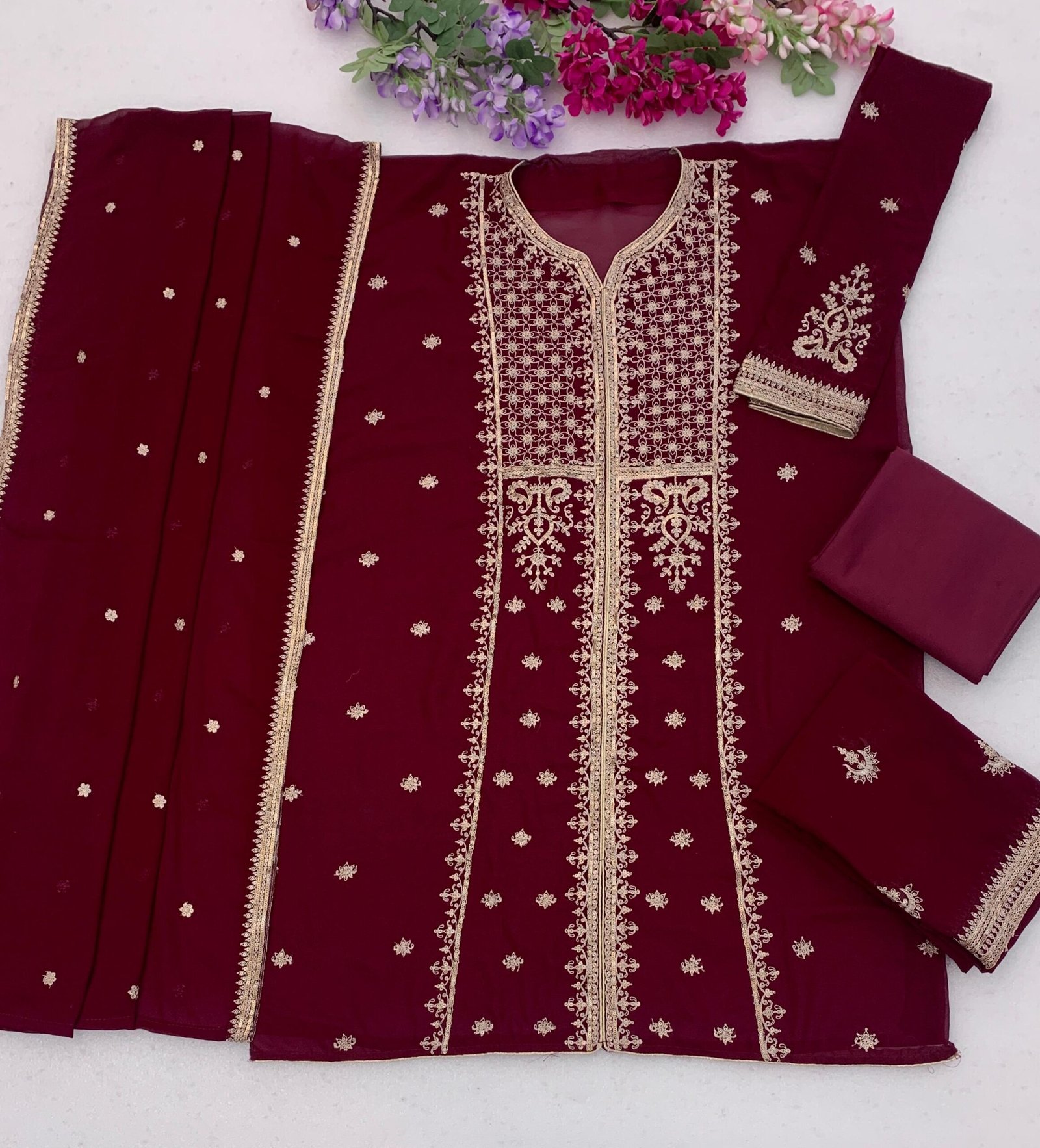 Fox Georgette with Heavy Embroidered 3mm Sequence & Coding Work - Image 6