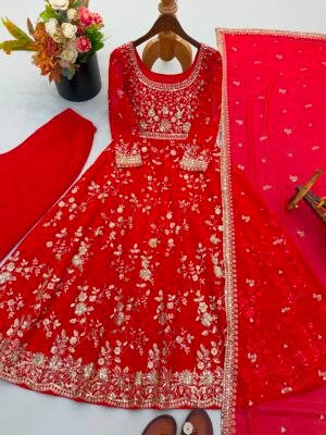 Alternative view of Heavy Georgette With Heavy Embroidered Sequence work With Moti Work  
