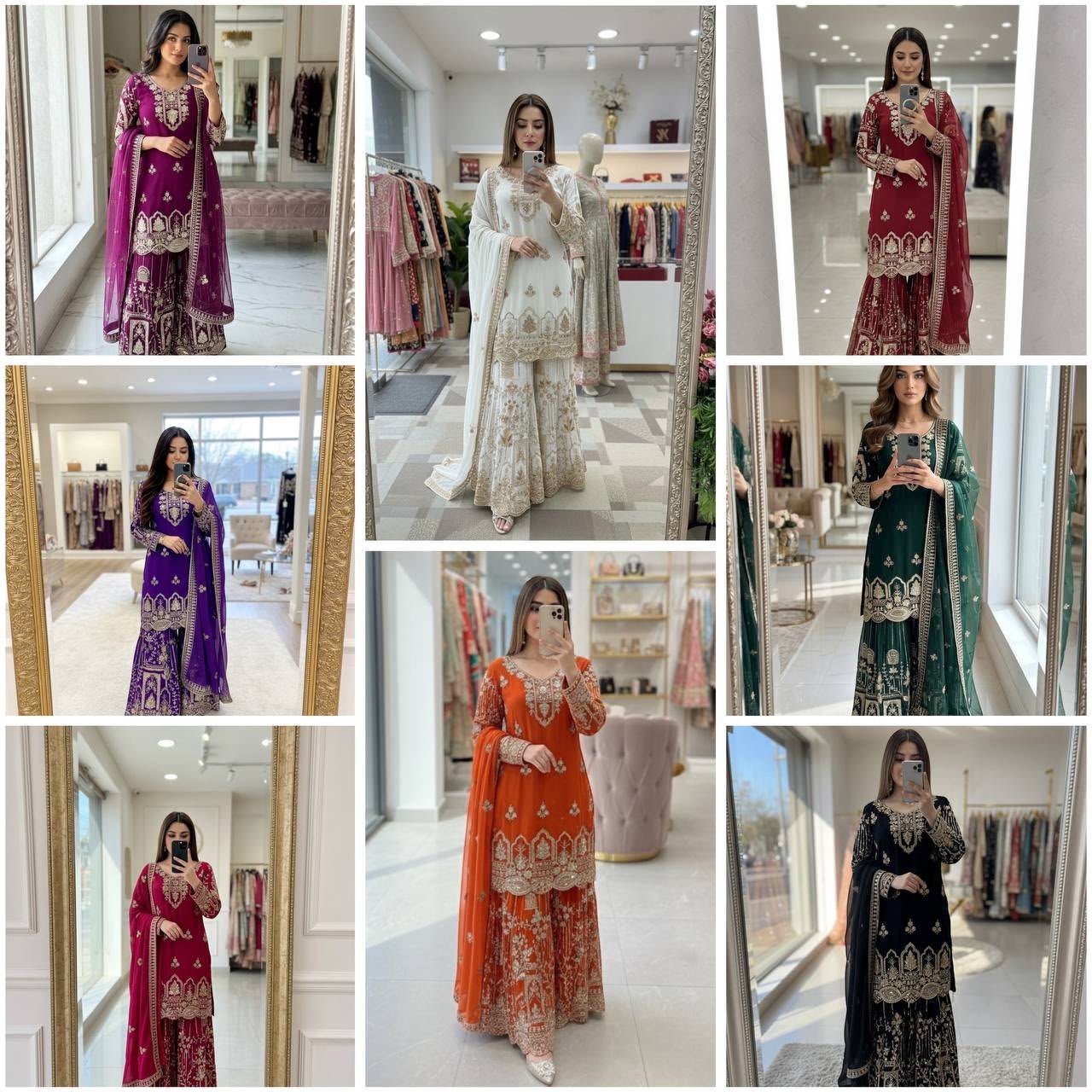 Launching New Design Trending Fox Georgette(Top&Sarara&dupatta)* Reddy To Wear Look Design - Image 7