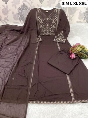 Alternative view of Kurti With Embroidery Work Beautiful Embroidery Work Duppata 