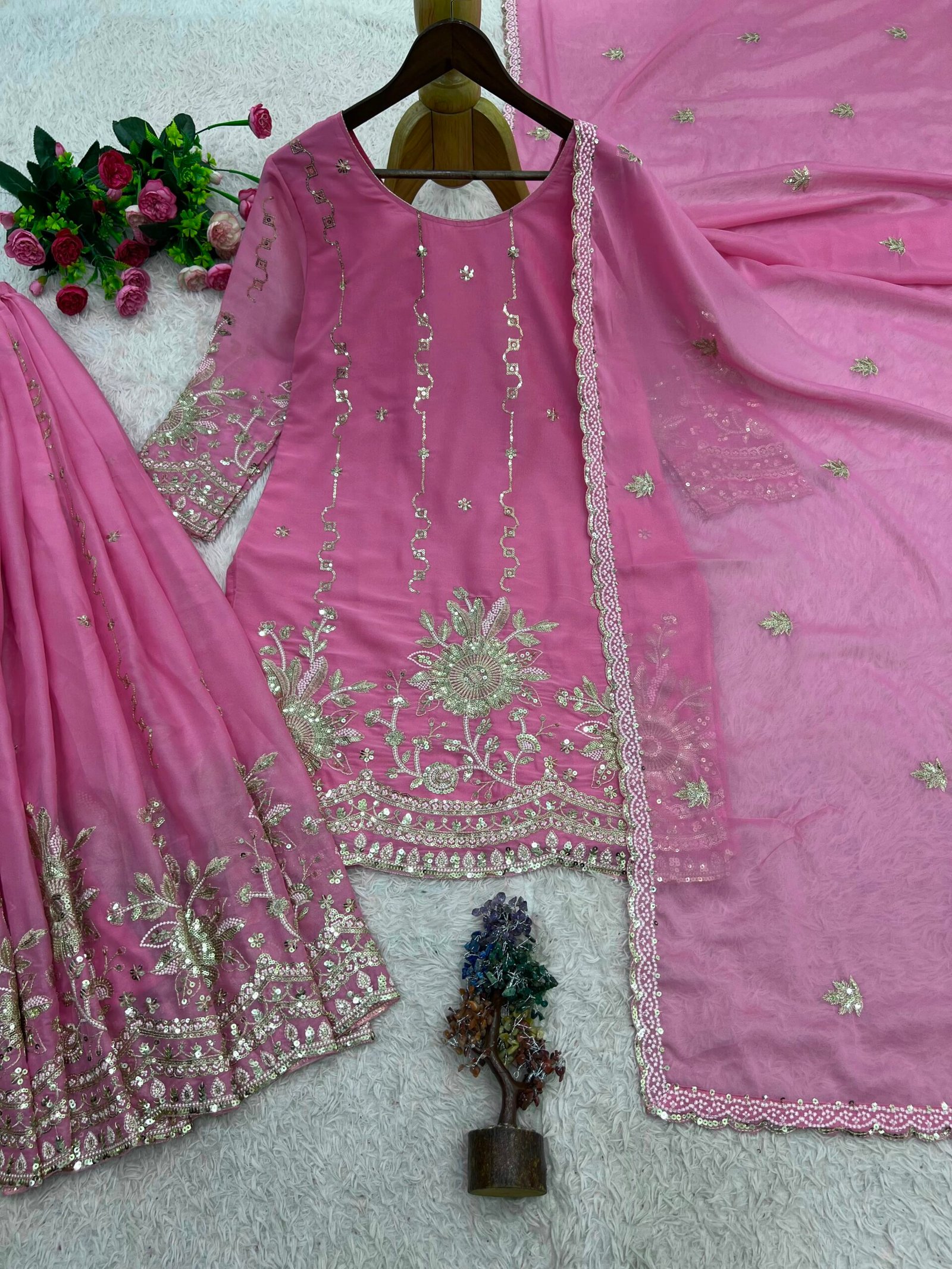 LAUNCHING NEW TRANDING COLLECTION 3 PIECE FANCY KURTI WITH PLAZZO AND BEAUTIFUL DUPATTA - Image 2