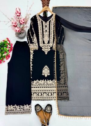 Alternative view of NEW DESIGNER HEAVY FUAX GEORGETTE PAKISHTANI SUIT SET
