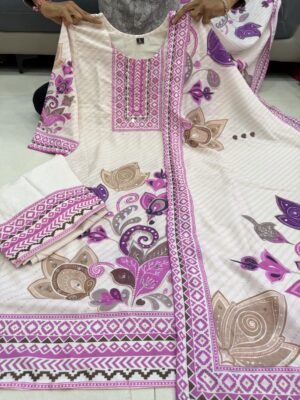 Alternative view of *Elevate your everyday style with this elegant floral printed cotton suit set. Crafted from soft, breathable premium cotton, it’s perfect for daily wear, office, casual outings, and festive occasions