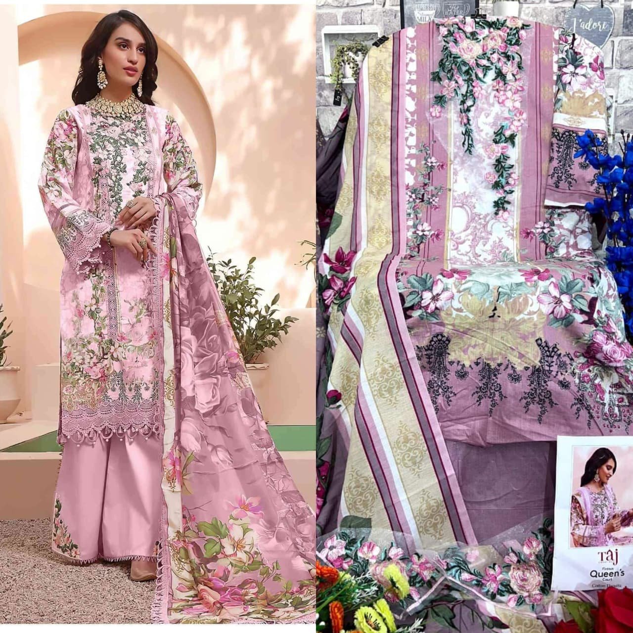 Pure Cotton Print with heavy embroidery (with 2 patches) - Image 3