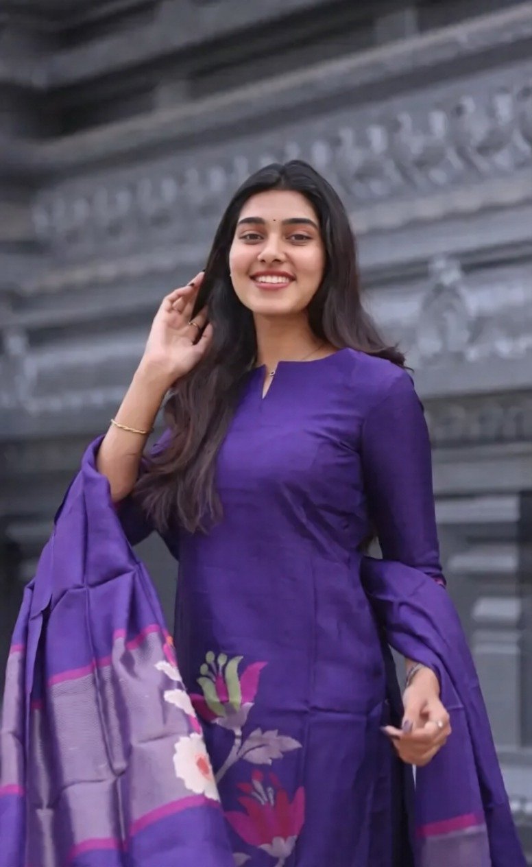 Elegant Blended Silk Fabric Calf Length Straight Kurta Set - Image 2