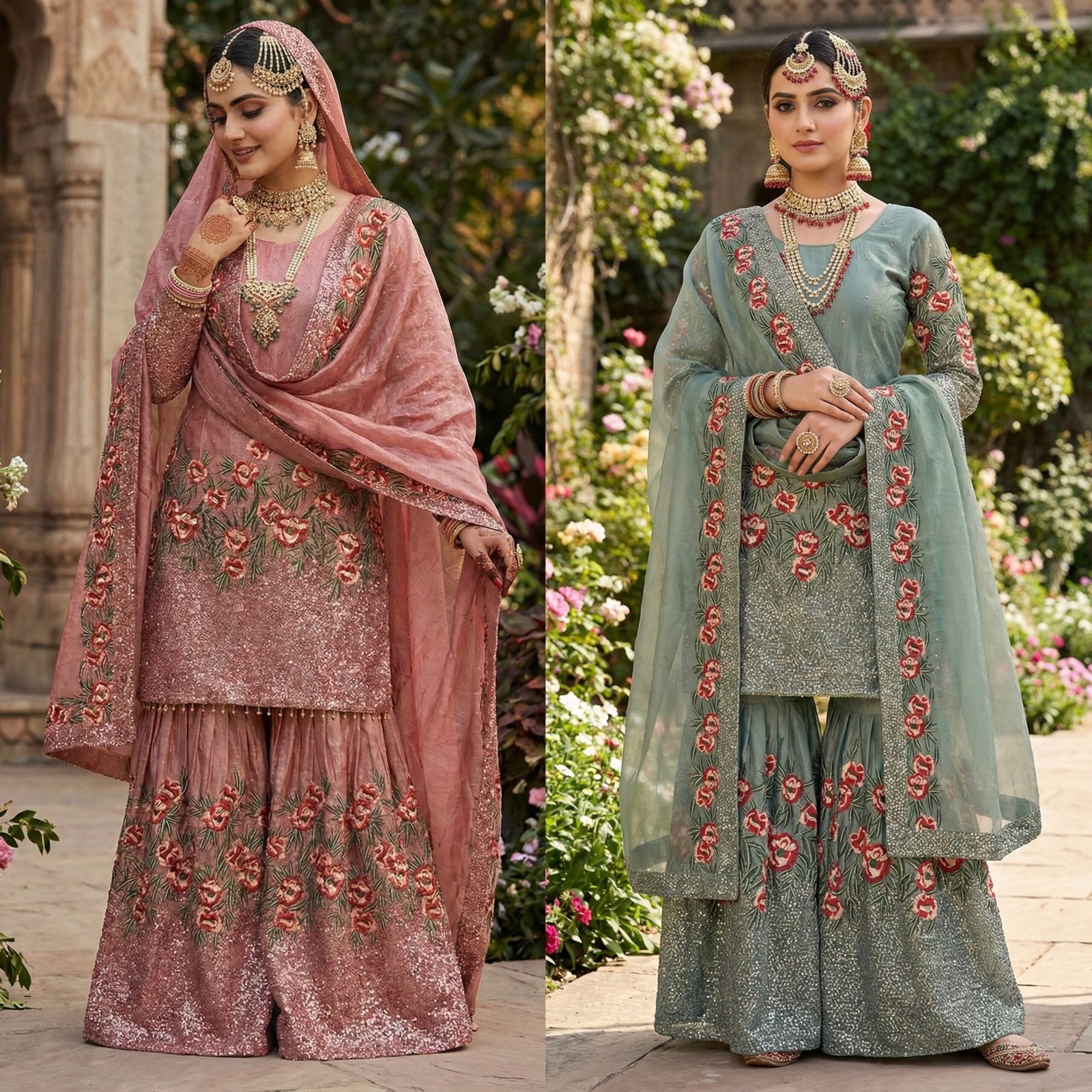 Collection In Pure Fendy Silk With Heavy Embroidery Sequence Work Top-Bottom And Dupatta Set Fully Stitched Ready To Wear - Image 5