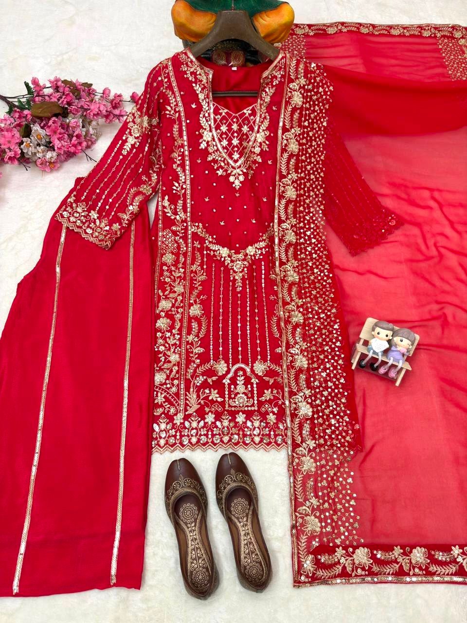 ENHANCE THE BEAUTY OF YOUR WARDROBE WITH THIS NEWLY LAUNCHED _ LONG KURTI WITH PLAZZO-AND DUPATTA - Image 2