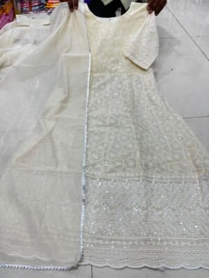 Alternative view of BEAUTIFUL ANARKALI CHIKAN SEQVENS  GOWN WITH DUPATTA