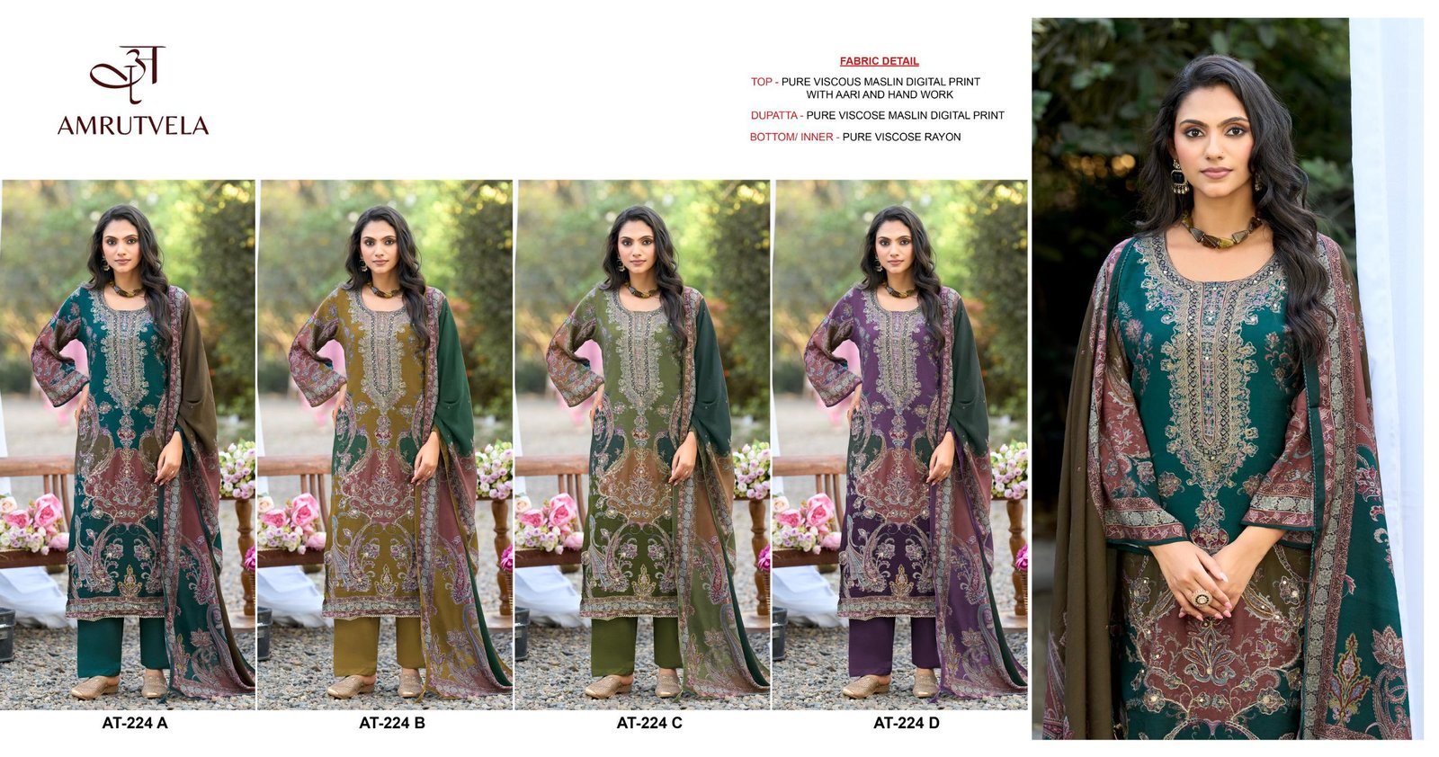 Top Pure viscous Maslin digital print with aari and hand work