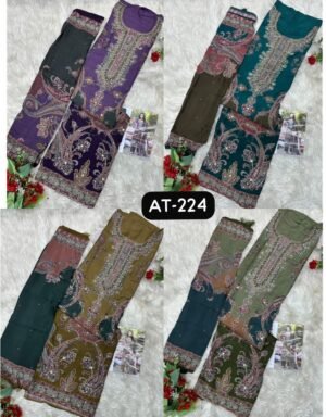 Alternative view of Top Pure viscous Maslin digital print with aari and hand work