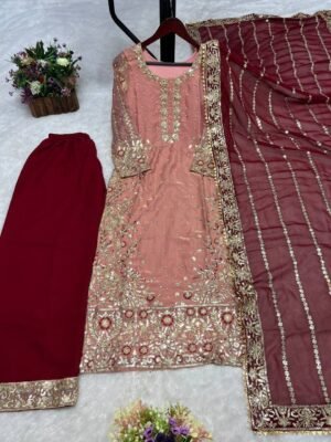 Alternative view of PRESERNTING NEW EID SPACIAL FANCY DESIGN HEAVY EMBROIDERY AND SEQUENCE WORK TOP - PLAZZO WITH  DUPATTA