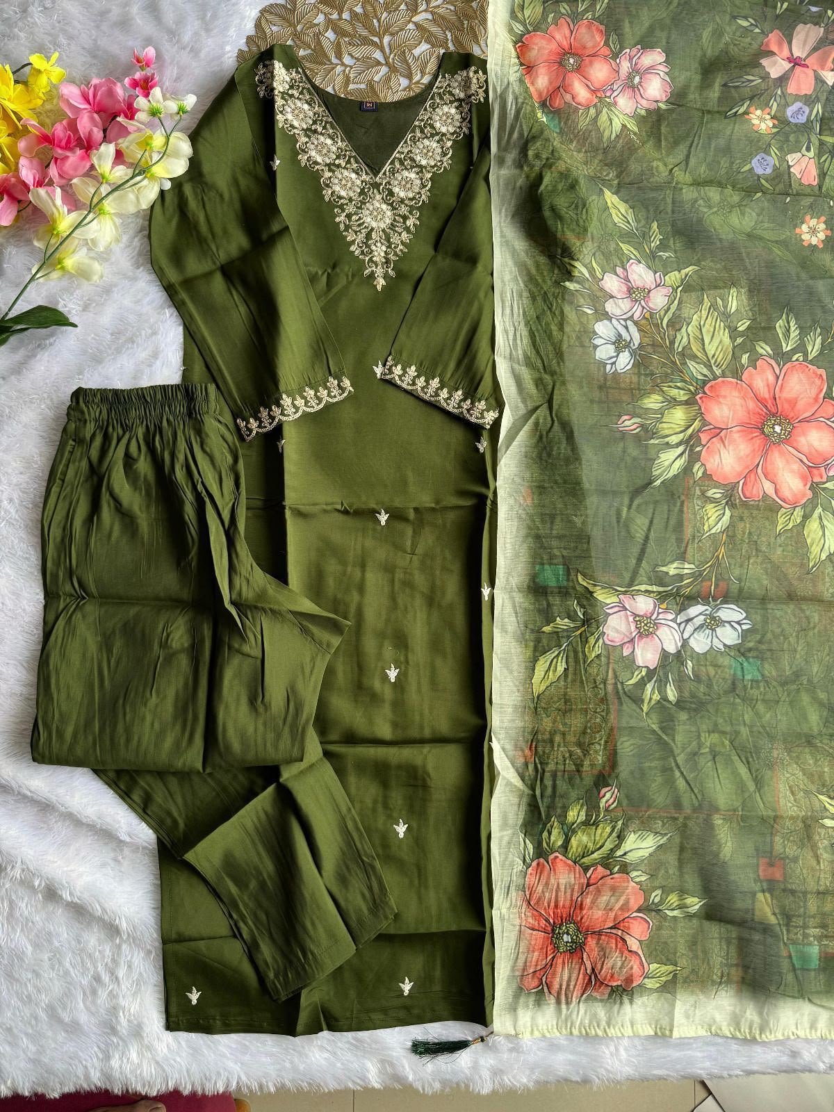 New Designers Kurti Pent Dupatta Set
