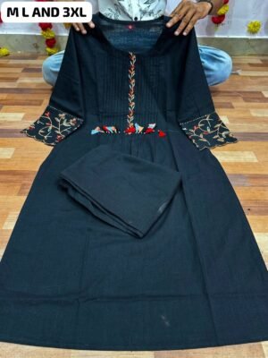 Alternative view of Beautiful embroidery work cord_ set 2pcs pattern  kurti  with front Latkan for Style