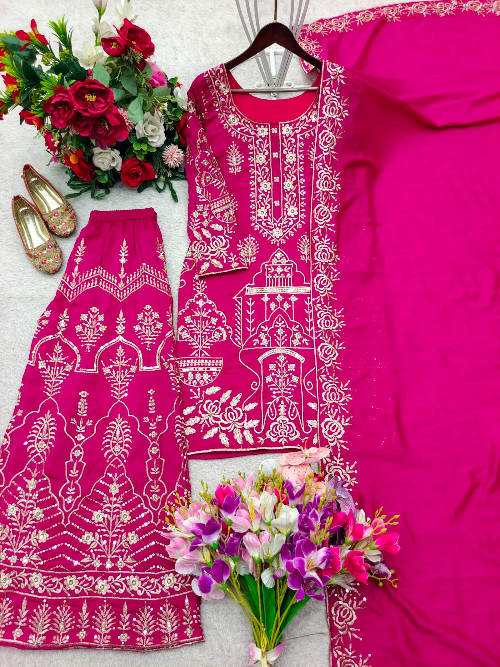 Launching New Design Trending Cp Vicitra Silk(Top&Sarara&dupatta)* Reddy To Wear Look Design - Image 2