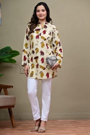 Product Title: Fuchsia Floral Lace-Up Kurti Overview