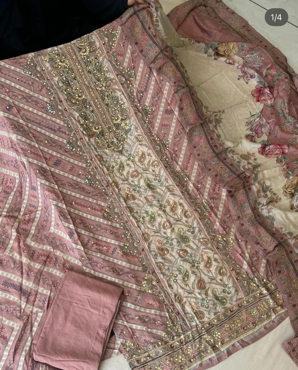 Top Pure viscous Maslin digital print with aari and hand work - Image 3